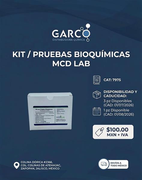 KIT / PRUEBAS BIOQUÍMICAS MCD LAB