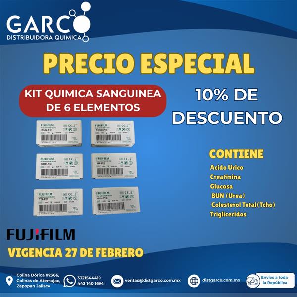 Kit Química Sanguinea de 6 Elementos