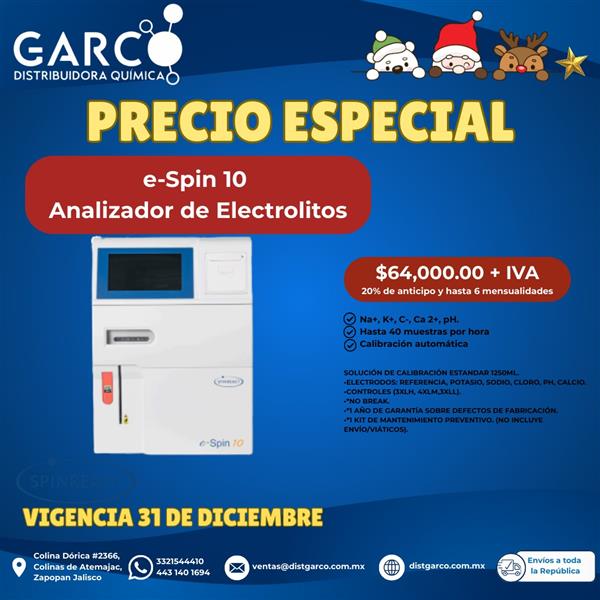 e-Spin 10 Analizador de Electrolitos