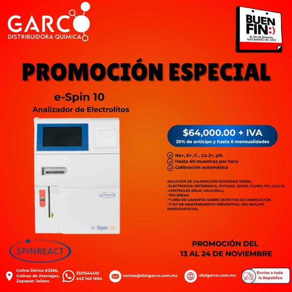 e-Spin 10, analizador de Electrolitos